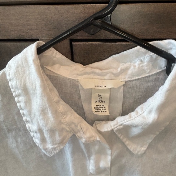 H&M White Oversized Notched Collar Crop Top - Picture 2 of 5